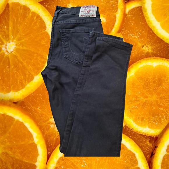 True Religion Black Cargo Jeans with Zipper Pockets Size 27‎ - Picture 1 of 9